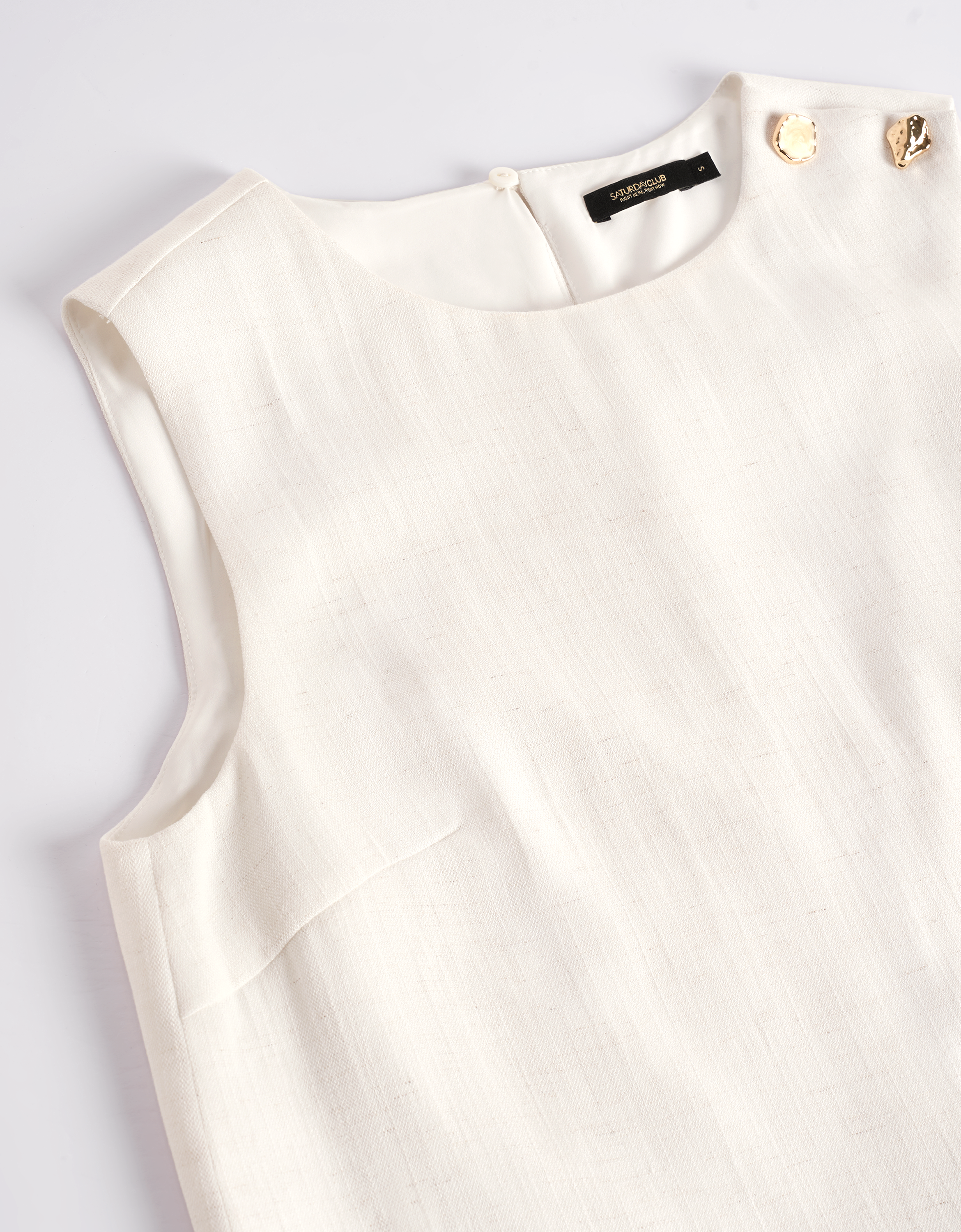 Linen-blend Layered Front Shoulder Button Crop Top