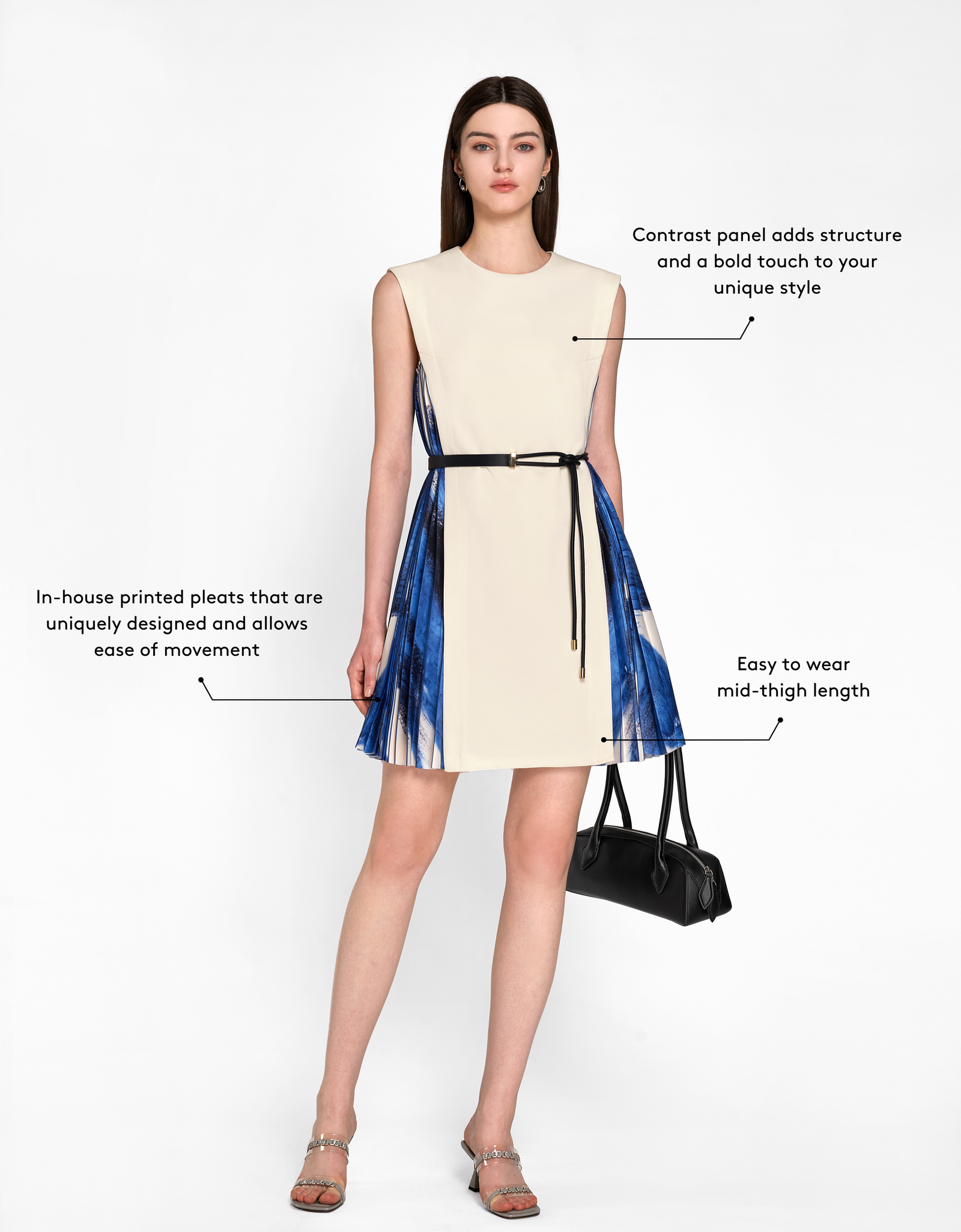 Side Printed Pleated Shift Dress – SaturdayClub Malaysia