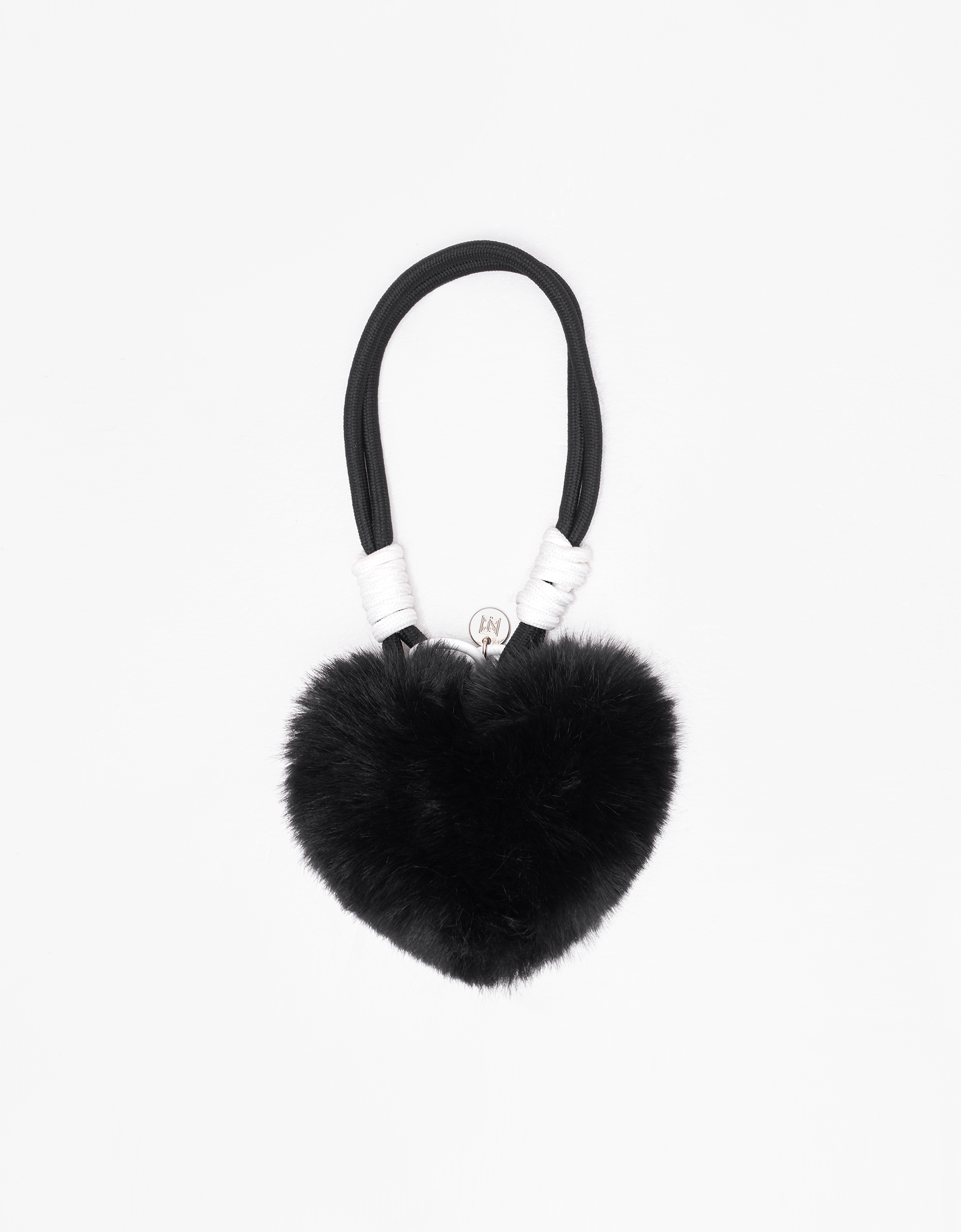 Rabbit Fur Pom-Pom Heart Rope Charm Set