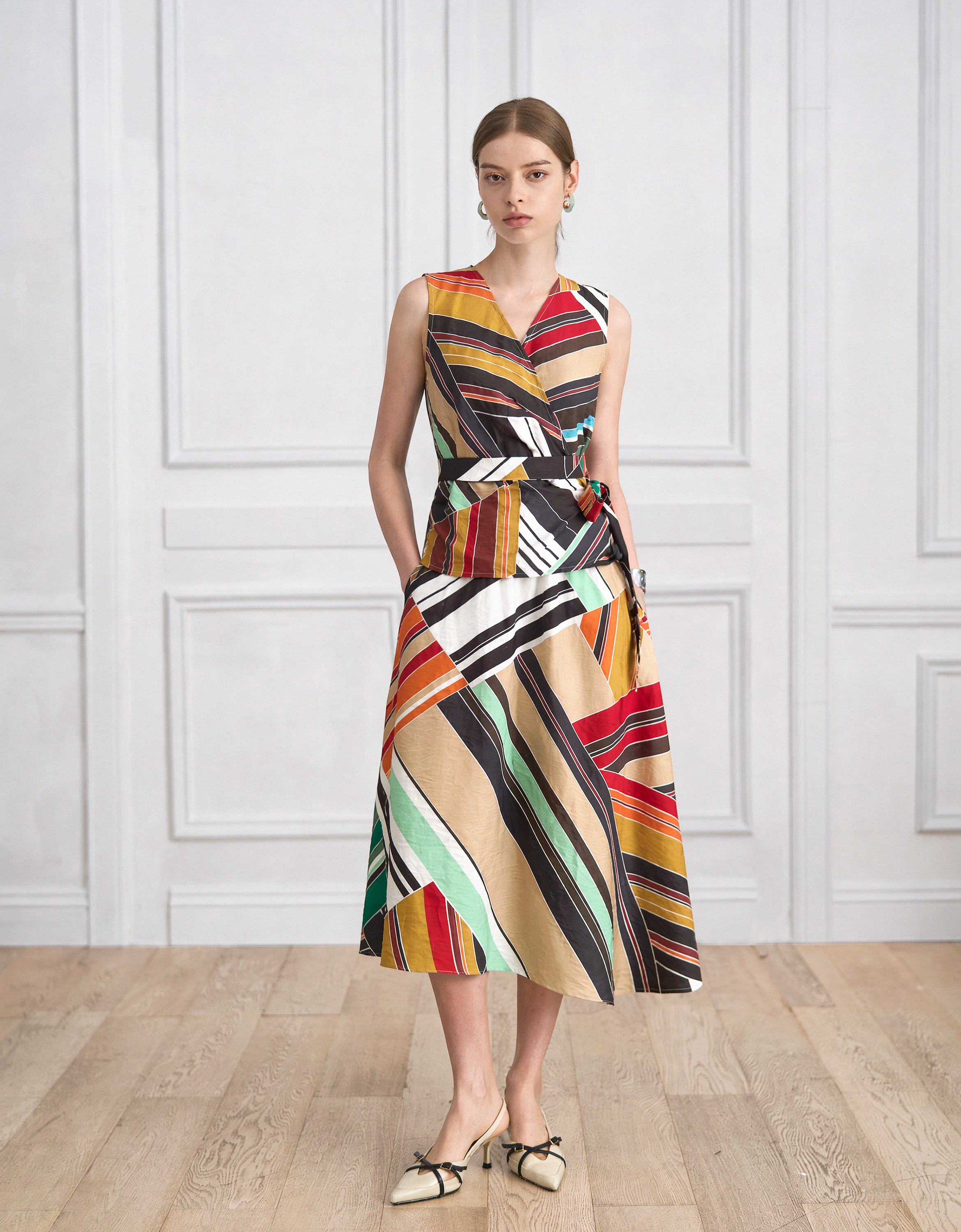 multicolor stripe print(a30723)