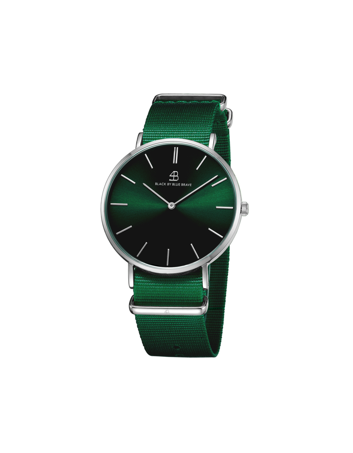 BLACK BY BLUE BRAVE Classic 40mm Silver Case Nylon Strap Watch