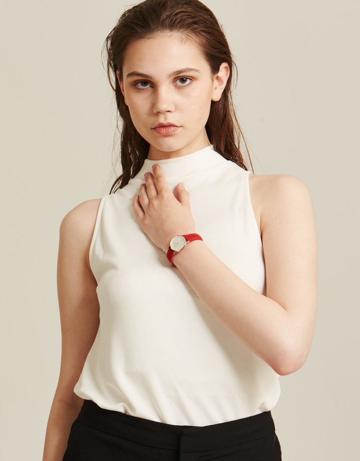 BLACK BY BLUE BRAVE Dith 26mm Rose Gold Case Leather Strap Watch