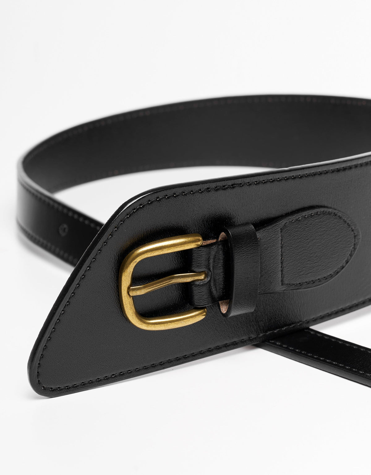 Wide Panel Leather Belt